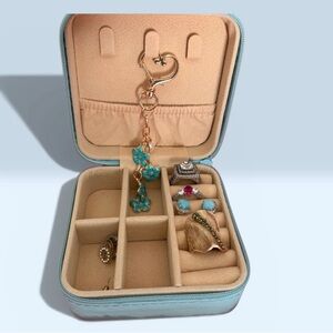 Light blue compact travel jewelry box